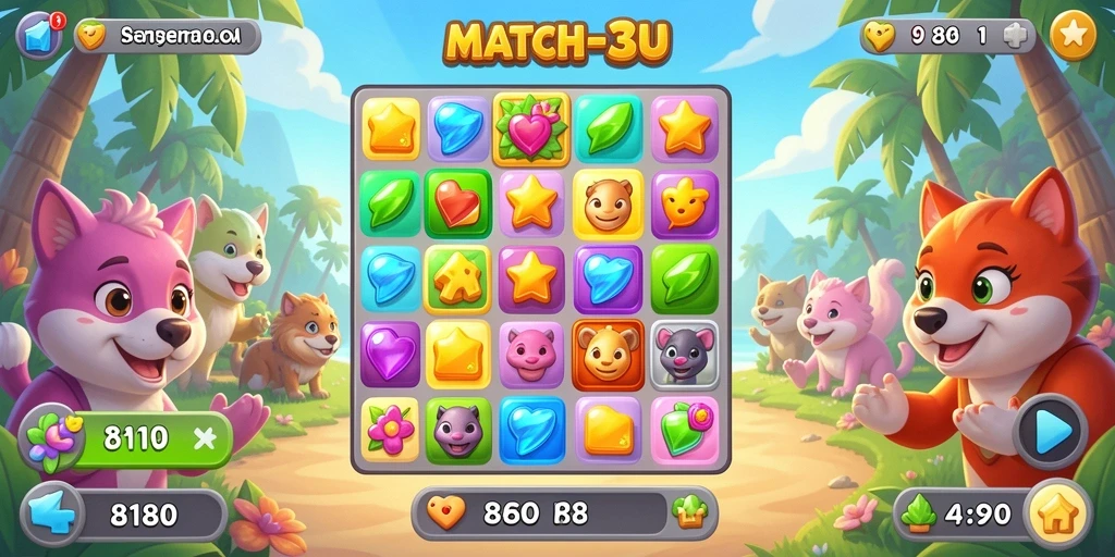 Tampilan permainan seru dalam 8180 Match-3.