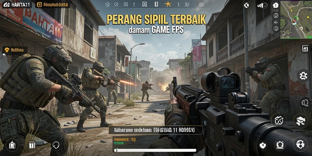 Tangkapan layar menampilkan pertempuran intens di <strong>HARTA11</strong> dengan desain peta yang menakjubkan.