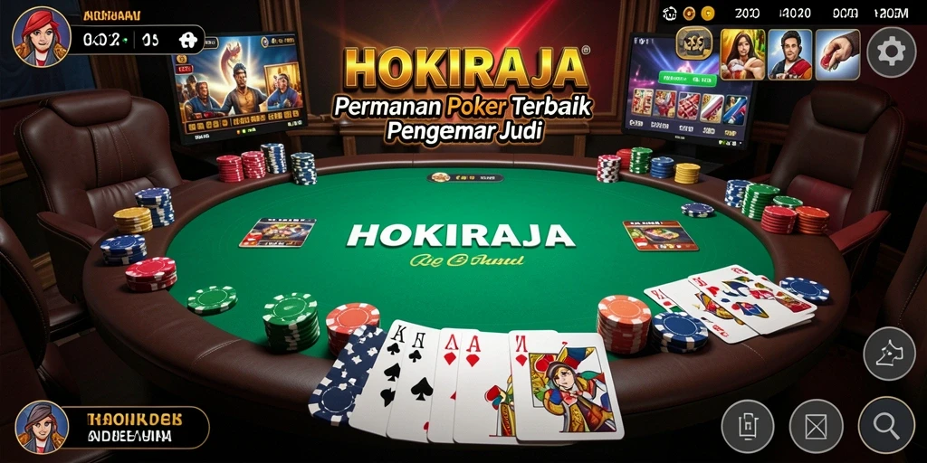 Screenshot HOKIRAJA menunjukkan momen menegangkan dalam permainan Poker.
