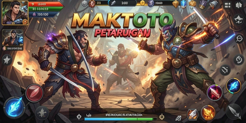 Tampilan gameplay pertarungan yang intens dan mendebarkan.