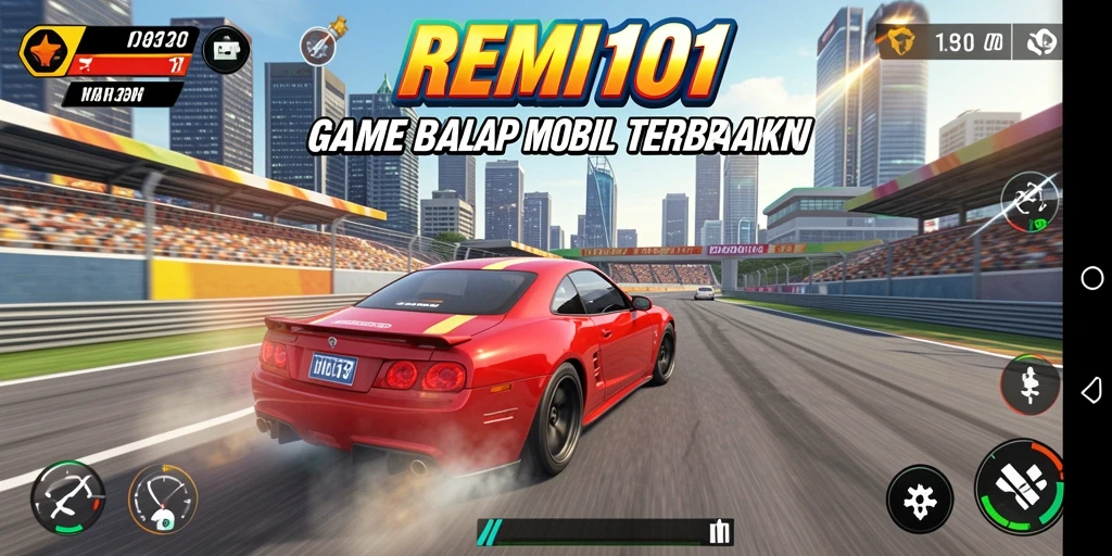 Gameplay balap mobil yang seru dan mendebarkan dalam REMI101.