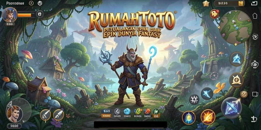 Screenshot RUMAHTOTO menampilkan pertarungan epik dan eksplorasi dunia.