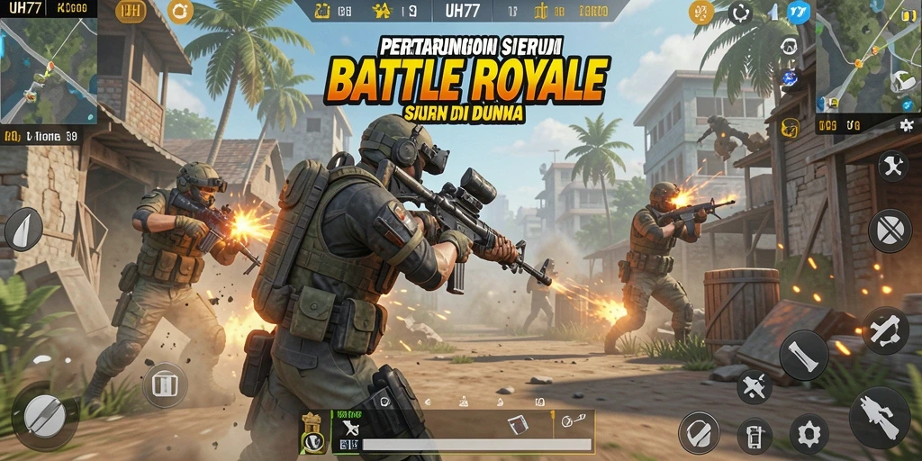 Tampilan game UH77 yang mendebarkan di arena Battle Royale.
